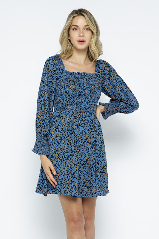 Blue Off Shoulder Mini Dress