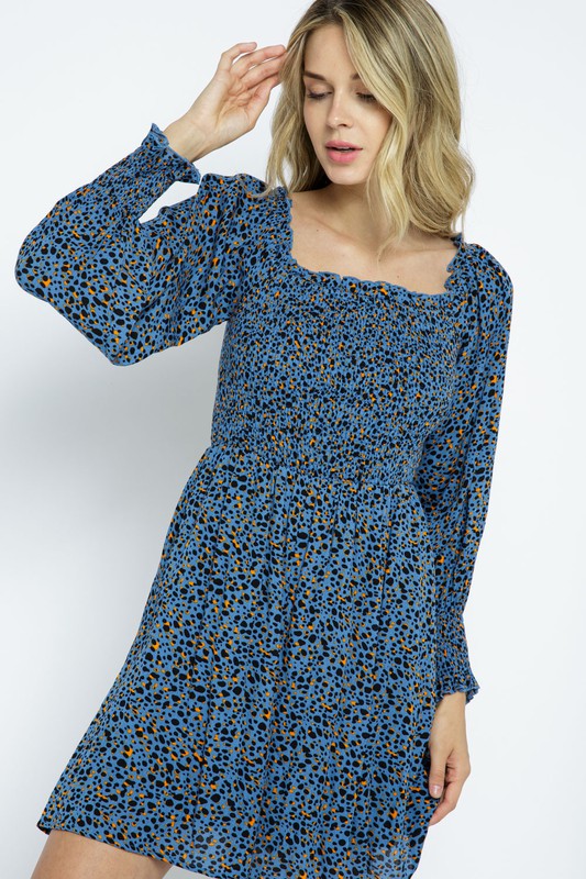 Blue Off Shoulder Mini Dress