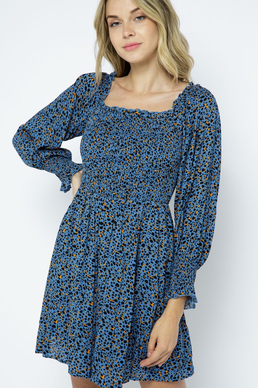 Blue Off Shoulder Mini Dress