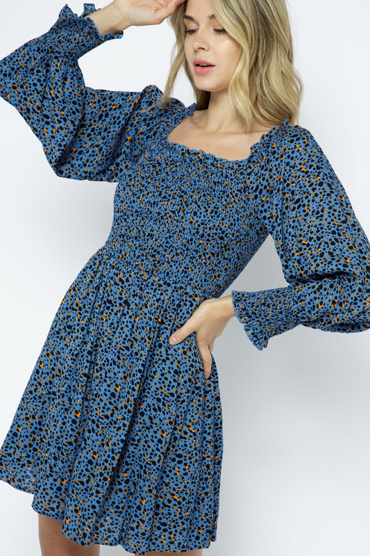 Blue Off Shoulder Mini Dress