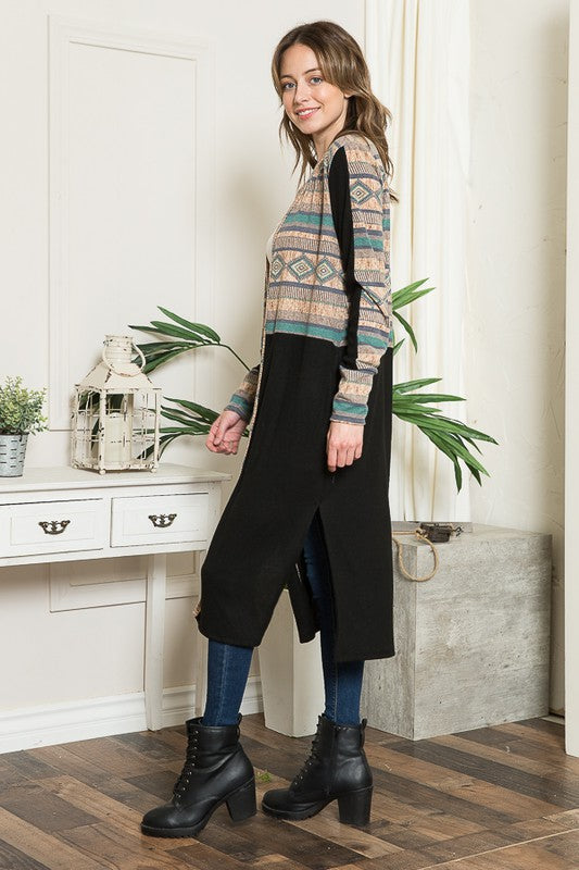 Mixed Media Maxi Cardigan