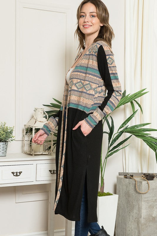 Mixed Media Maxi Cardigan