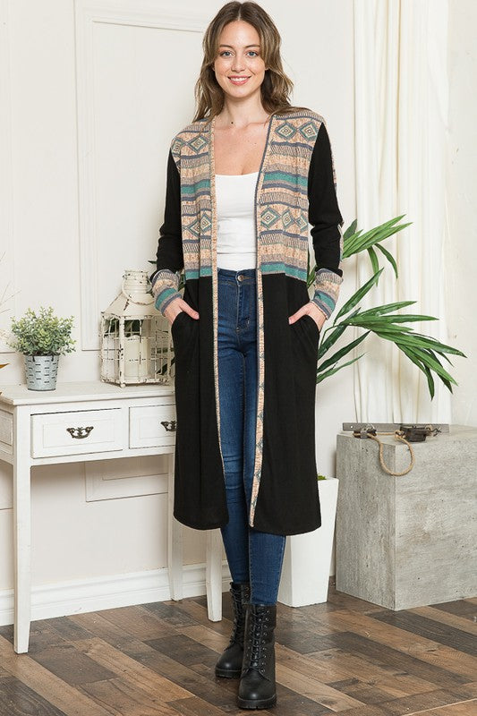 Mixed Media Maxi Cardigan