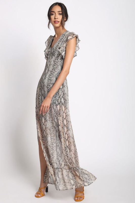 REPTILE PRINT MAXI DRESS