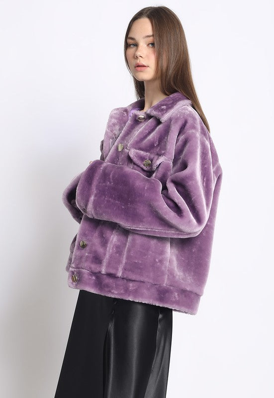 FAUX FUR TRUCKER JACKET
