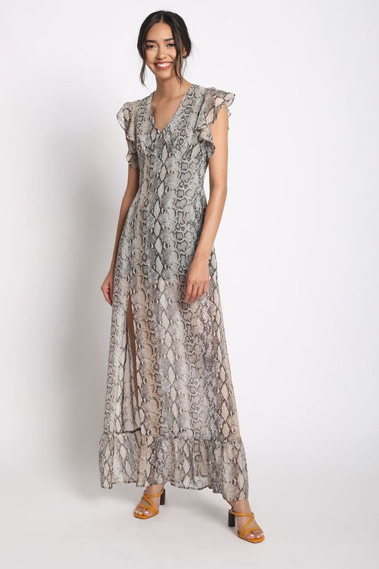 REPTILE PRINT MAXI DRESS