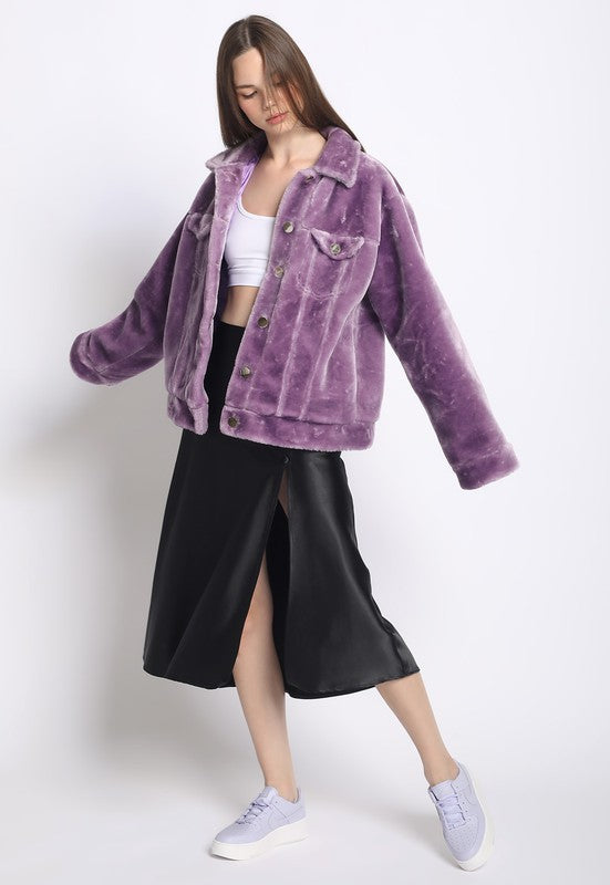 FAUX FUR TRUCKER JACKET